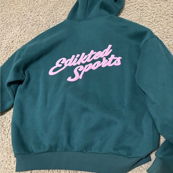 Edikted Teal Hooded Men's Sweater - Picture 2 of 5